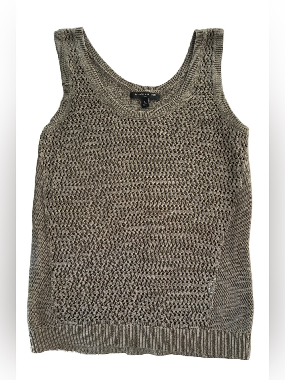 Banana Republic Open-Knit Tank Top in Taupe 100% cotton women Small